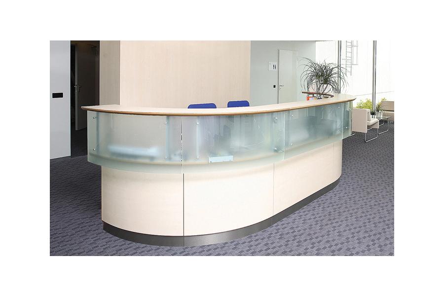 Salvo Reception Desk Range - Glass Fronted Upper Units Birch